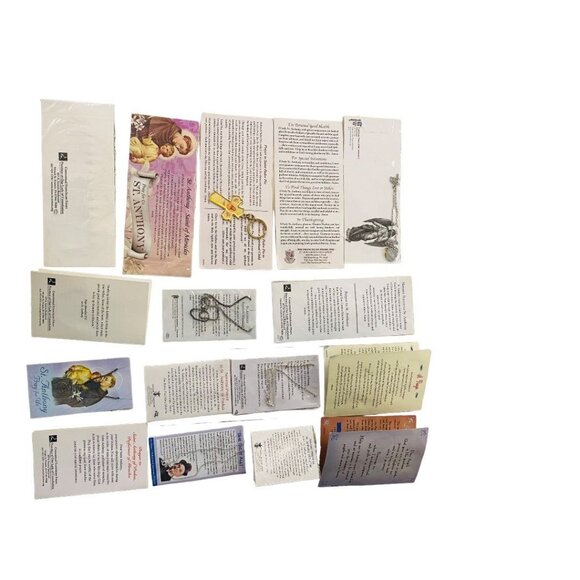 Lot of 16 Assorted Catholic Christian Prayers Cards Jewelry Saints Key Chain Cro - Picture 7 of 8
